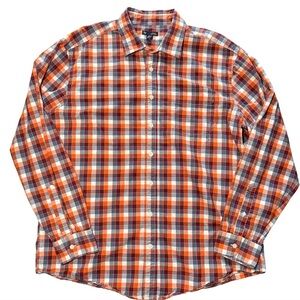 Gap Men’s XL Plaid Button Up Shirt Classic Fit Long Sleeve Orange Brown Preloved